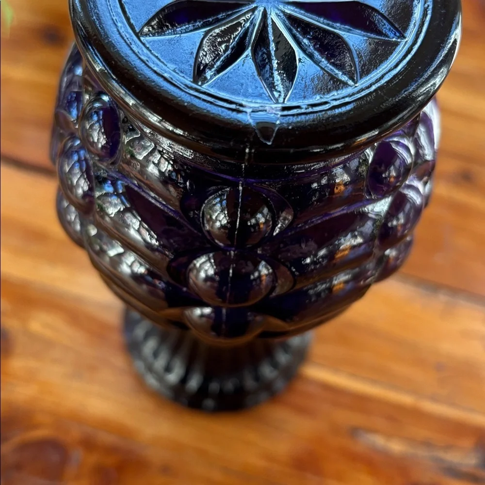 Vintage Weston Black Amethyst Glass Vase